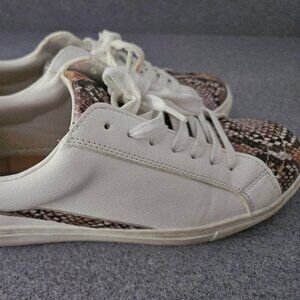 Faux snake print and white sneakers